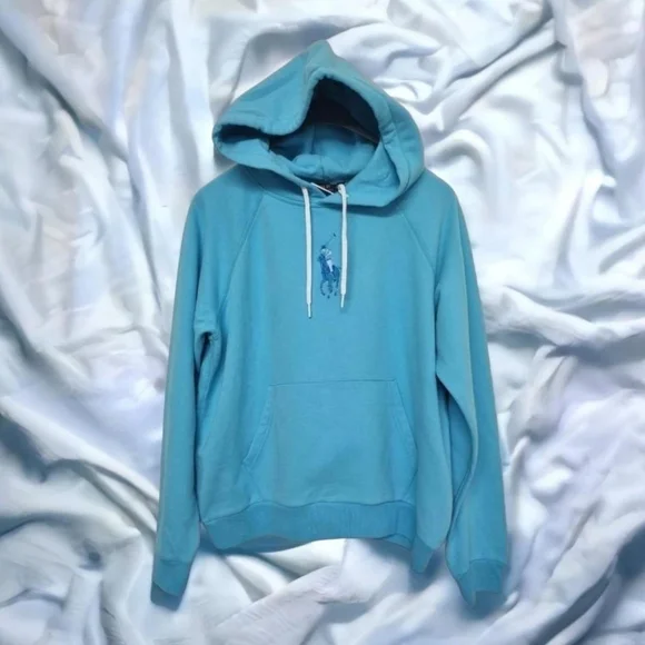 Polo Ralph Lauren Blue embroidered logo hoodie sz xl uk 12/14 Bnwt - Picture 1 of 4
